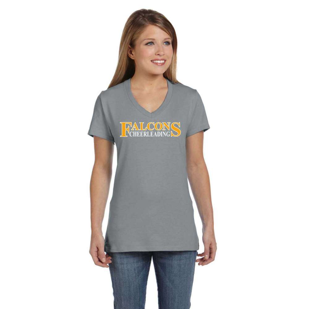 Bow Cheer Falcons vneck gray