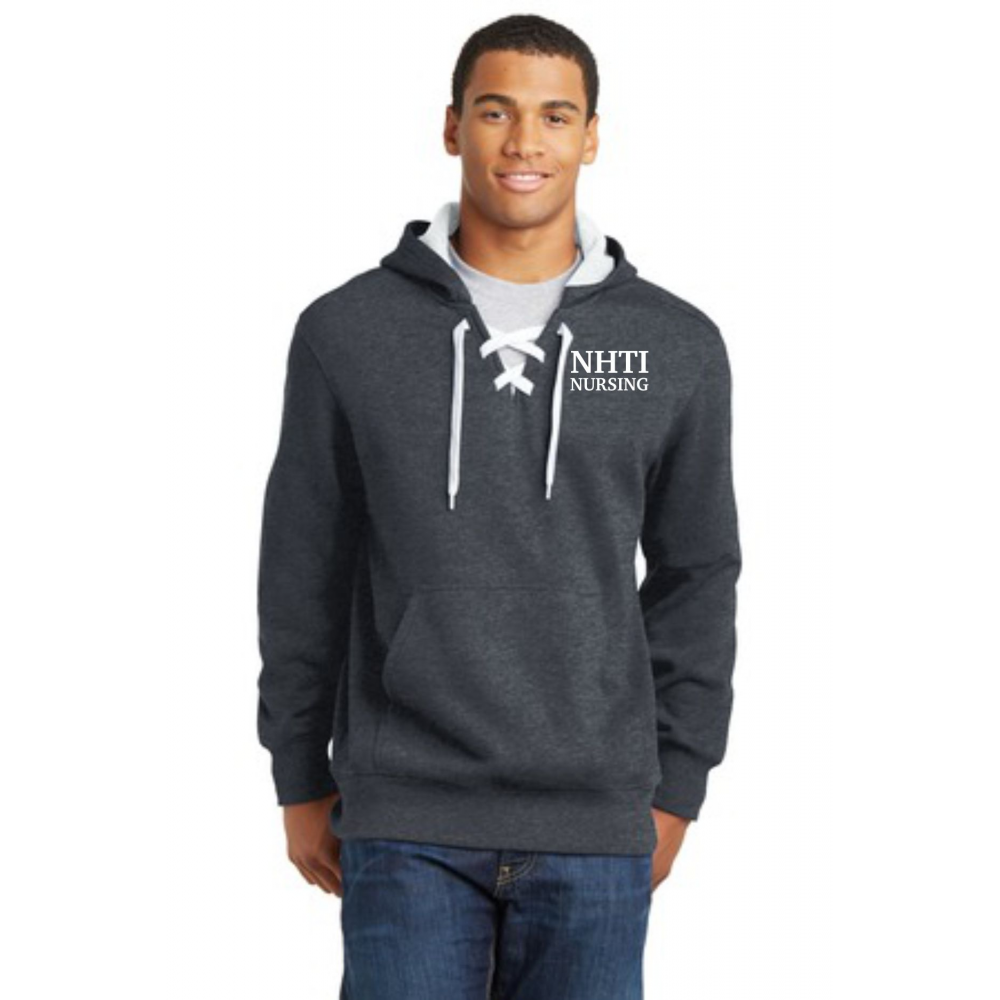 NHTI Nursing » Sweats » NHTI Nursing Lace Up Pullover Hooded Sweatshirt  SCREEN PRINTED